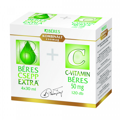 BÉRES CSEPP EXTRA belsőleges oldatos cseppek 4x30ml + C-VITAMIN BÉRES 50mg tabletta 120db