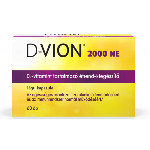 D-VION 2000NE D3-vitamint tartalmazó étrend-kiegészítő lágy kapszula 60db 