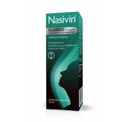 NASIVIN CLASSIC 0,5mg/ml tartósítószermentes oldatos orrspray 10ml