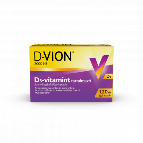 D-VION 2000NE D3-vitamint tartalmazó étrend-kiegészítő lágy kapszula 120db