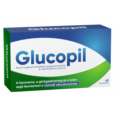 GLUCOPIL étrend-kiegészítő filmtabletta gyógynövényekkel, B-vitaminokkal és krómmal 60db