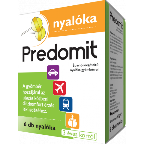 PREDOMIT étrend-kiegészítő nyalóka gyömbérrel 6db