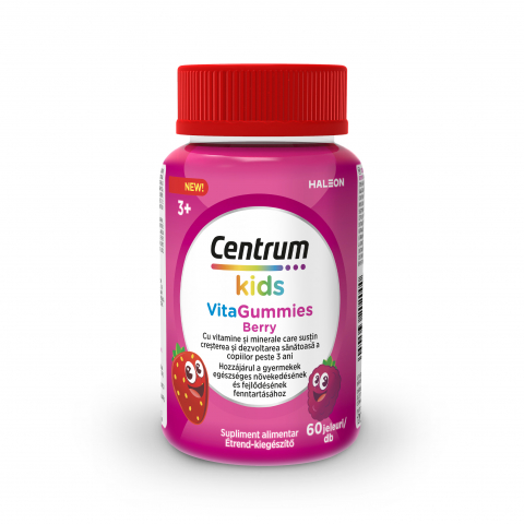 CENTRUM KIDS VitaGummies Berry eper/málna ízű gumivitamin 3 éven felüli gyermekeknek 60db