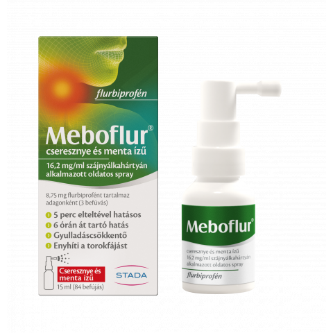 MEBOFLUR cseresznye és menta ízű 16,2mg/ml szájnyálkahártyán alkalmazott oldatos spray 15ml