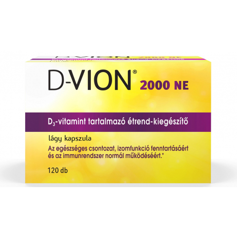 D-VION 2000NE D3-VITAMINT tartalmazó étrend-kiegészítő lágy kapszula 120db