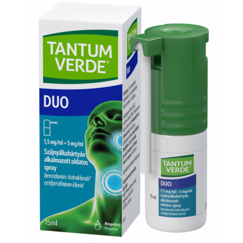 TANTUM VERDE® DUO 1,5mg/ml + 5mg/ml szájnyálkahártyán alkalmazott oldatos spray15ml
