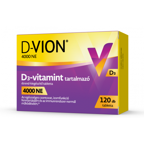 D-VION 4000NE D3-vitamint tartalmazó étrend-kiegészítő tabletta 120db