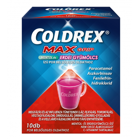 COLDREX MAXGRIP MENTOL és ERDEI GYÜMÖLCS ízű por belsőleges oldathoz 10db