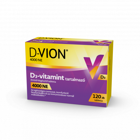 D-VION 4000NE D3-vitamint tartalmazó étrend-kiegészítő tabletta 120db